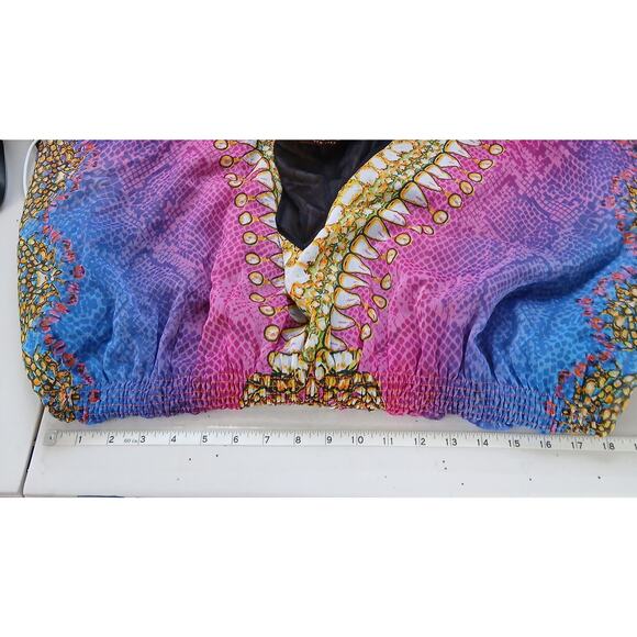 Speed Control NY Multi Color Print Kaftan Dress Womens MD Y2K Boho Vacation Swim - Picture 6 of 8